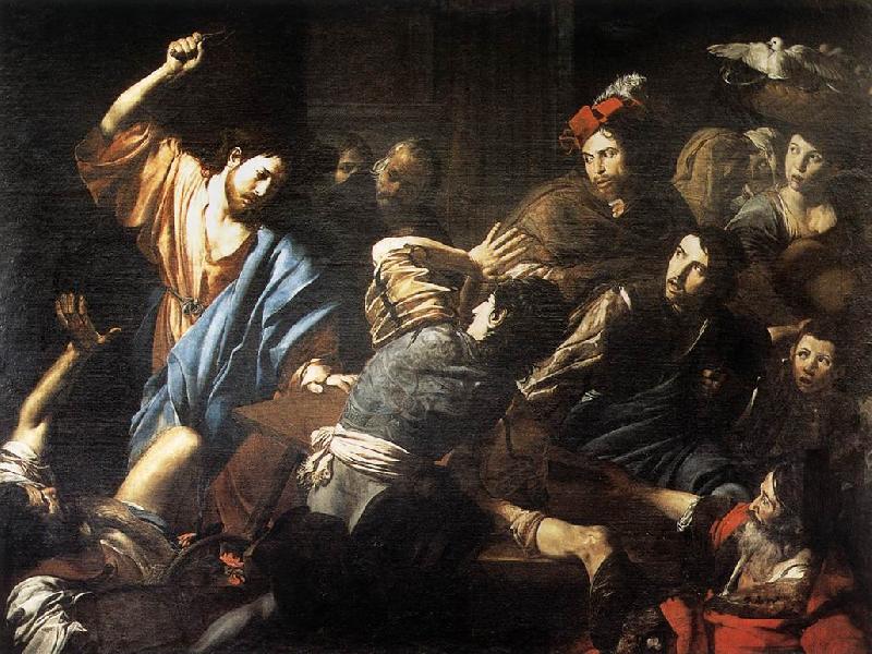 VALENTIN DE BOULOGNE Christ Driving the Money Changers out of the Temple wt Germany oil painting art